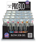 Pro Blo Oral Pleasure Gel Display 24 Pc showcasing 24 flavored tubes for enhancing oral intimacy.