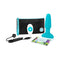 b-Vibe Rimming 2 Rotating and Vibrating Remote Control Plug Teal with accessories, storage pouch, and user guide.