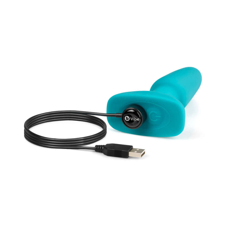 b-Vibe Rimming 2 Rotating and Vibrating Remote Control Plug Teal with USB charging cable
