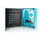 b-Vibe Rimming 2 Rotating and Vibrating Remote Control Plug Teal in packaging with remote control.