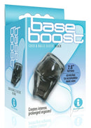 The 9's Base Boost Cock and Balls Sleeve Black packaging featuring a soft stretchy enhancer for intimate use.