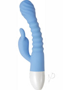 Evolved Bendy Bunny Silicone Dual Motor Rabbit Vibrator Blue, flexible design for targeted stimulation.