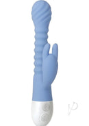 Evolved Bendy Bunny Silicone Dual Motor Rabbit Vibrator Blue with flexible design for customized stimulation.