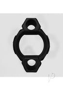 Bathmate Hydro Vibe Vibrating Silicone Pump Ring Black top view showing dual-bullet design and sleek black finish.