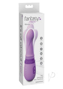 Fantasy For Her Thrusting and Warming Vibrator Purple packaging featuring thrusting and warming features for optimal pleasure.