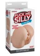 Fuck Me Silly To Go Pussy and Ass Masturbator Vanilla packaging with realistic bubble butt design.