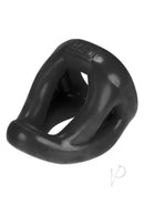 Hunkyjunk Slingshot Silicone 3 Ring Teardrop Cock Ring Black ergonomic design with three ring feature