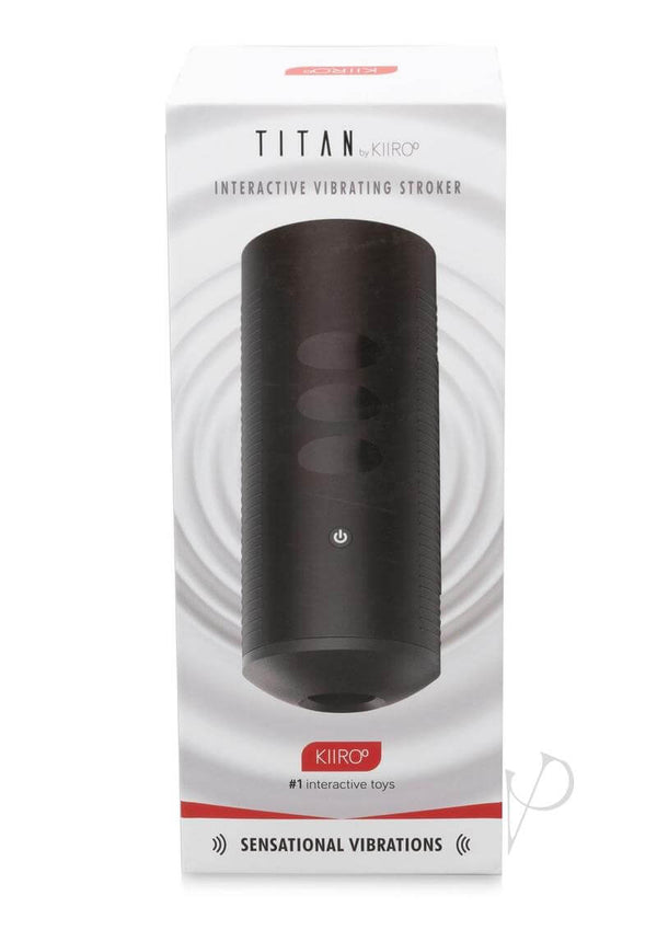 Titan by Kiiroo interactive vibrating stroker packaging, showcasing touch-sensitive vibration technology.