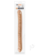 Dr Skin Silver Collection 18 Inch Double Dildo Caramel in packaging, showcasing realistic detail and extra length.