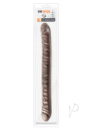 Dr Skin Silver Collection 18 Inch Double Dildo Chocolate in packaging showcasing its length and realistic design.