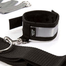 Fifty Shades of Grey Playroom Over the Bed Cross Restraints wrist cuff with ring and adjustable strap for bondage play.