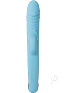 Triple Infinity Heated Suction Rabbit Vibrator Aqua in aqua color with a lifelike shaft and suction features.