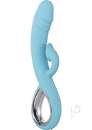 Triple Infinity Heated Suction Rabbit Vibrator Aqua featuring dual stimulation and soft silicone design.