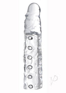 Size Matters 3 Inch Penis Enhancer Sleeve Clear showcasing realistic design and clear finish for enhanced pleasure.