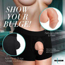 Strap U Packer Silicone 3.6 inches Dildo Vanilla shown under clothing to create a natural bulge.