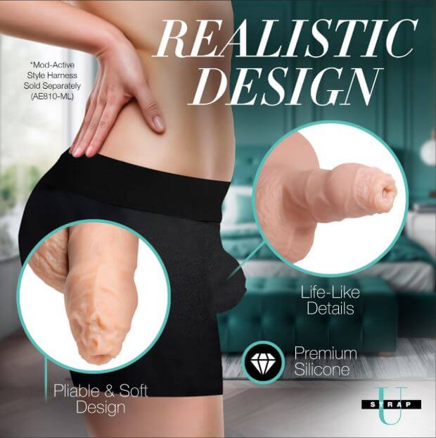 Strap U Uncut Packer Silicone 5.1 inches Dildo Vanilla with realistic design and life-like details
