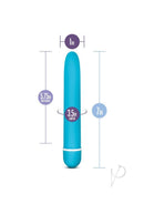 Rose Luxuriate Multispeed Vibrator Blue with dimensions 7in height, 1in width, 5.75in insertable, and 3.5in girth.