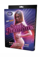 X5 Men Sweet Jasmine Sex Doll Natural Vanilla packaging featuring a full-sized blow-up doll with three openings.