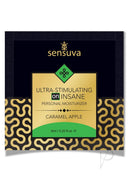 Sensuva On Insane Caramel Apple Hybrid Lubricant 0.2 Oz packaging featuring tantalizing caramel apple flavor.