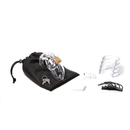 CB-6000S Clear Male Chastity Device with accessories including keys, rings, and storage pouch.