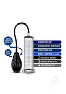 Performance VX9 Auto Penis Pump 9 Inch Clear displayed with features including automatic power pump and vacuum pressure gauge.