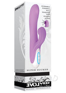 Super Sucker G-Spot Vibrator Clitoral Suction Purple packaging with dual massager and suction feature