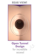 Rear view of the Anal Fantasy Elite Beginner's Anal Gaper Glass Open Tunnel showcasing its open tunnel design for access.