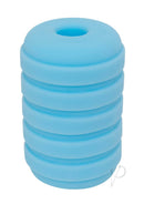 Rock Candy Taffy Puller Masturbator Blue in a stack, showcasing its soft TPR design for realistic sensations.