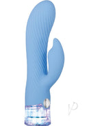 Evolved Glitteriffic Silicone Light-Up Rabbit Vibrator Aqua in light blue with glitter handle and dual motors.