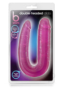 B Yours Double Headed Dildo 18 Inch Pink in packaging, showcasing its unique U-shape and realistic design.