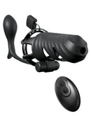 Fantasy C Ringz Vibrating Cock Blocker with Ass Gasm Plug and remote control for enhanced pleasure.