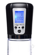 Size Matters Power Suction Penis Pump with Built-in Display showing LED screen with controls and pressure display.