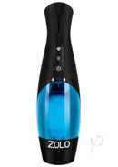 ZOLO Thrustbuster Vibrating Pussy Masturbator Blue Black with automatic thrusting action and vibration features.