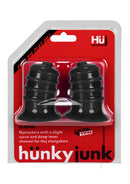 Hunkyjunk Elong Nipsuckers Black packaging showcasing sleek design and nipple suction capabilities.