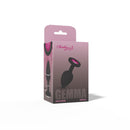 Viben Gemma Pink Gem Black Silicone Anal Plug Small packaging, featuring black silicone and a pink gemstone.