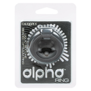 Alpha Liquid Silicone Beaded Optimum Cock Ring Black in packaging for enhanced pleasure and comfort.