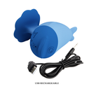USB rechargeable Pretty Love Dolphin Blue Clitoral Vibrator designed for pleasure and control in a compact form.