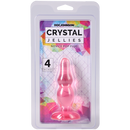 Crystal Jellies Novice Pop Plug 4 Inch Pink in packaging showcasing its translucent design and tapered shape.