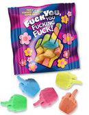 Fuck You You Fucking Fuck Candy 100 Pc Display with colorful middle finger-shaped hard candies.