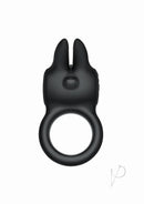 The Rabbit Company Love Ring Vibrating Cock Ring Black featuring pliable rabbit ears for shared pleasure.
