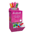 Bachelorette Party Favors Candy Pecker Pacifier Display featuring colorful candy pacifiers in a decorative box.