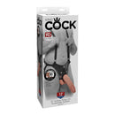 King Cock 12 Inch Hollow Strap-on Suspender System Flesh packaging with a hollow dildo and suspender harness.