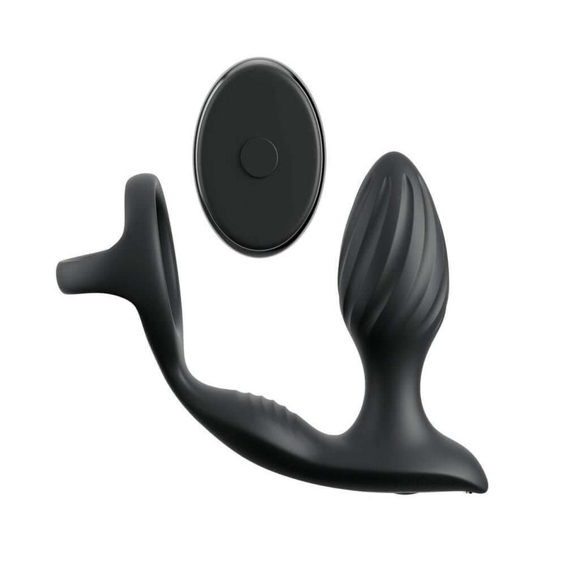 Anal Fantasy Elite Ass Gasm Gyro Milk Pro Black with remote, designed for prostate stimulation and perineum pleasure.