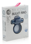 Nu Sensuelle Silicone Bullet Vibrating Cock Ring Navy Blue packaged in stylish box for adult toys.