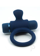 Nu Sensuelle Silicone Bullet Vibrating Cock Ring Navy Blue showcased on a white background, featuring its soft and sleek design.