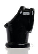 Oxballs Powersling Cock and Ball Stretching Sling Black side view, showcasing the unique design and FLEXtpr material.