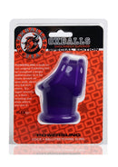 Oxballs Powersling Cock and Ball Stretching Sling Purple in packaging, showcasing its unique design and vibrant color.
