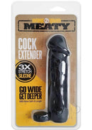 Boneyard Meaty 6.5 Inch Silicone Penis Extender Black in packaging with description and features.