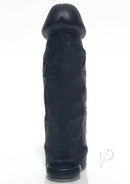 Boneyard Meaty 6.5 Inch Silicone Penis Extender Black shown from the front view on a white background.
