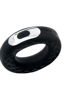 ZOLO Fat Tire Vibrating Cock Ring showcasing black design with easy-to-use single-button control for enhanced intimacy.